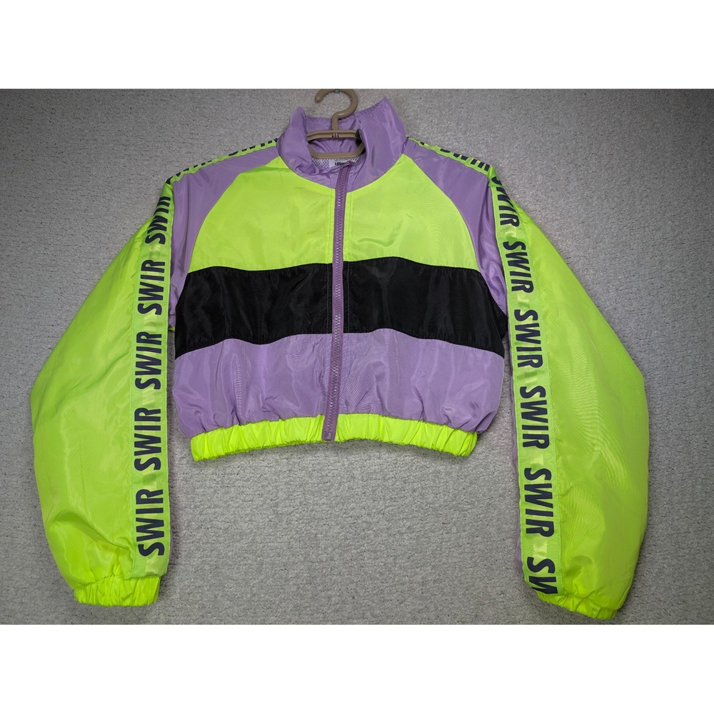 Lolanta Cropped Windbreaker Jacket Womens 150 Yellow Purple Polyester Colorblock